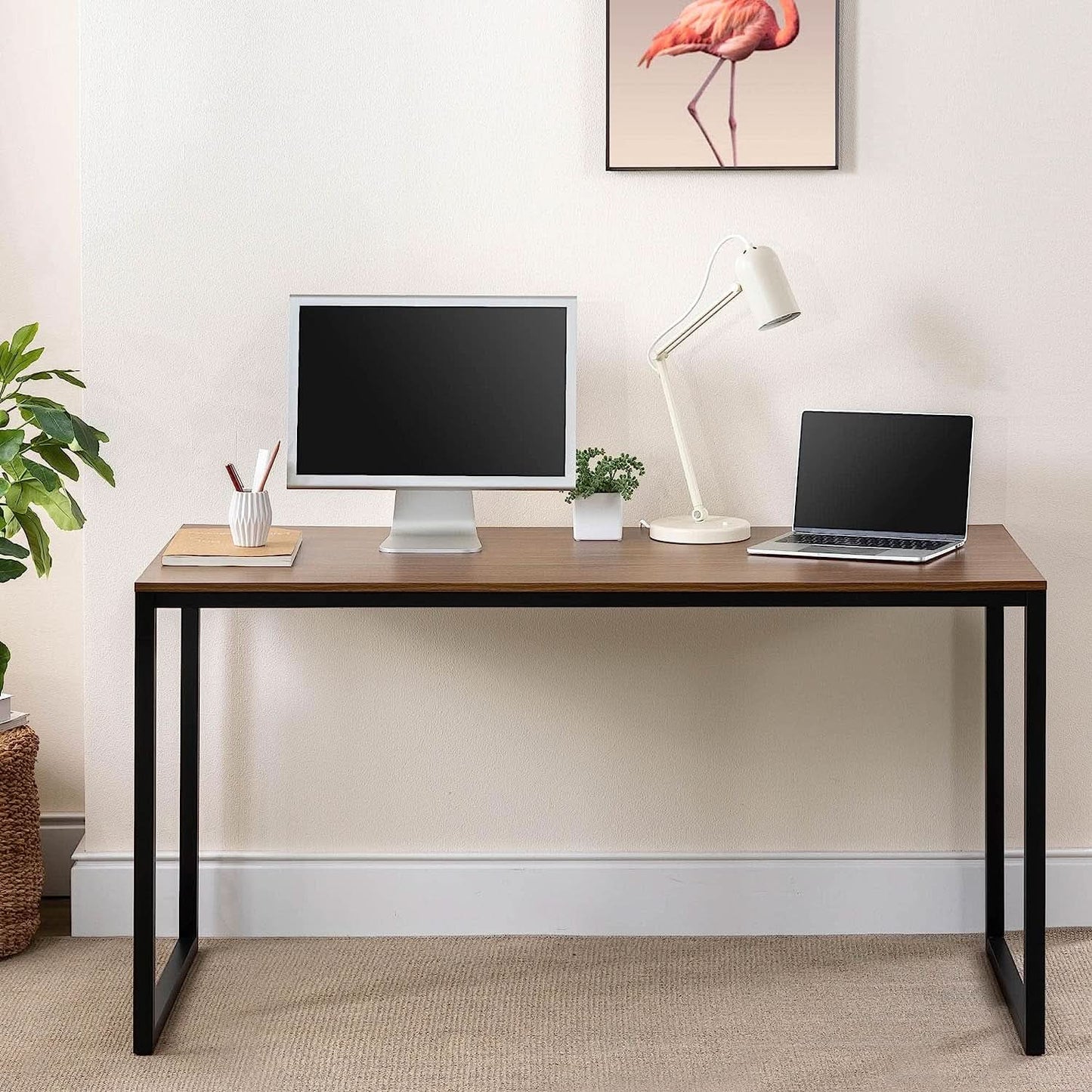 Black Frame Office Desk With Easy Assembly And Sturdy Build