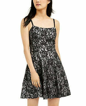 Speechless Dress Black Junior a-Line Glitter Lace Metallic, Size 9
