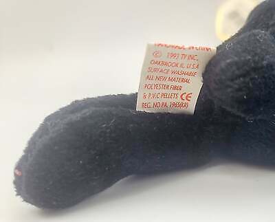 Ty Beanie Baby Blackie the Bear Ultra Rare, PVC Pellets, Major Tag Errors, Mint