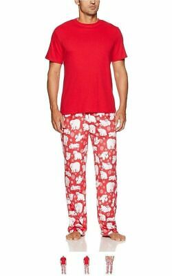 Karen Neuburger Men's Holiday PJ Set Bear Flakes, Red/ Large