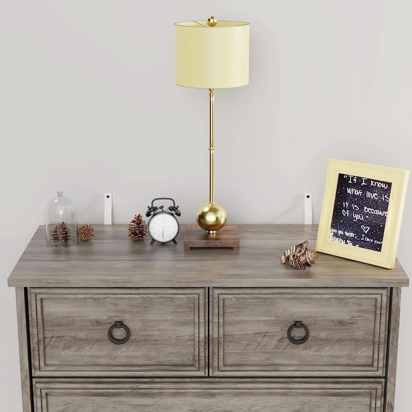 Gray Wash Tall Dresser 6 Drawer Bedroom Storage Cabinet