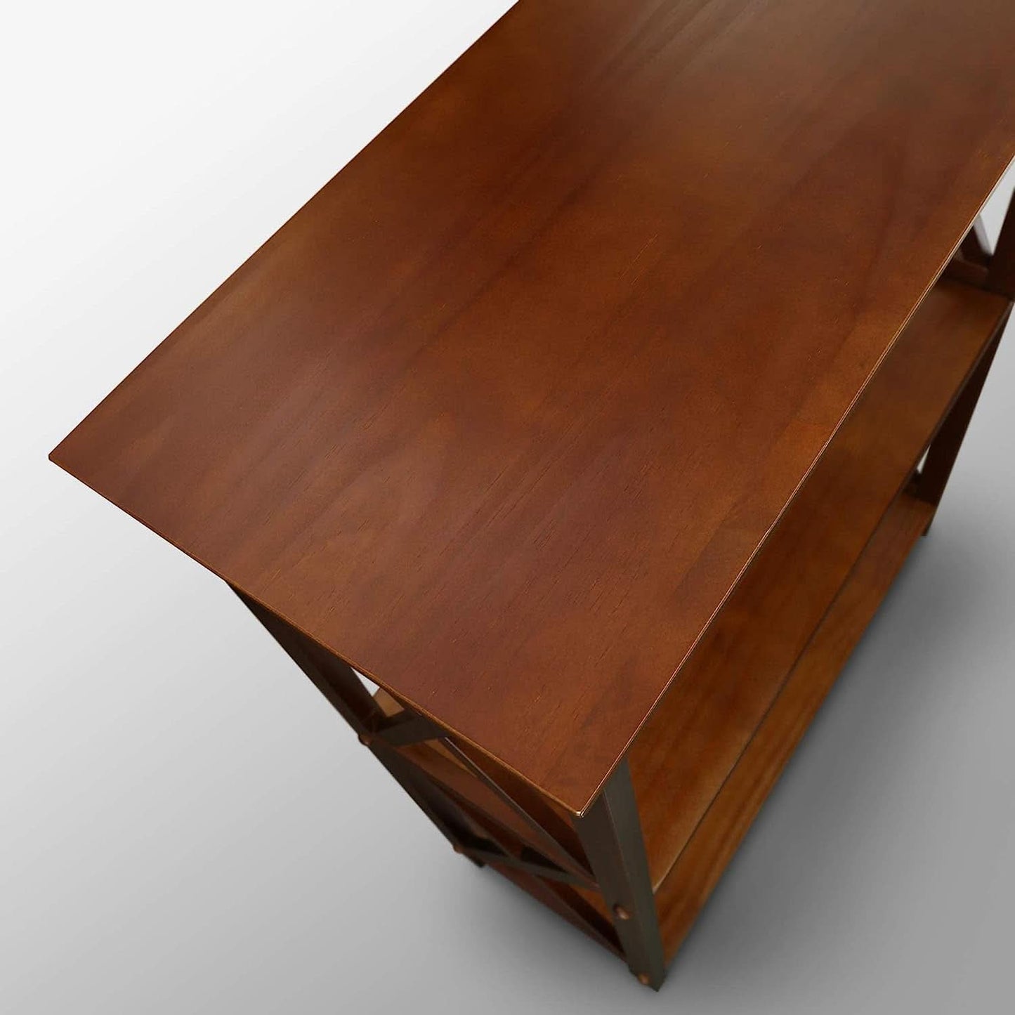 Shelf Bookcase With X Design Three Shelf Storage For Books
