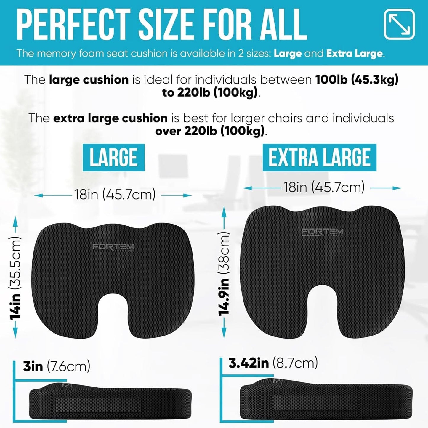 XL Memory Foam Seat Cushion Lumbar Support Office Chair