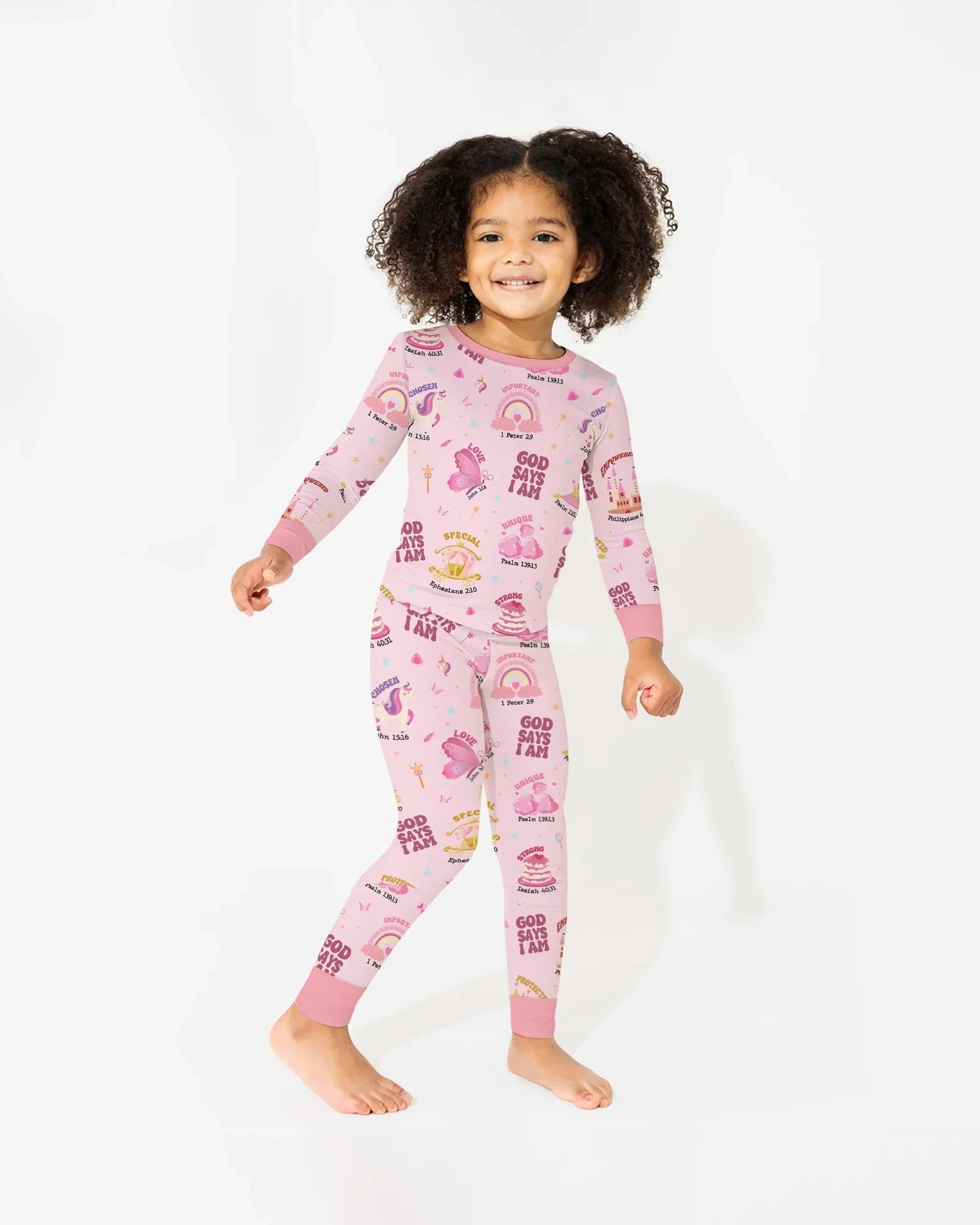 God Says I Am Girl Two Piece Long Sleeve Pajama Set