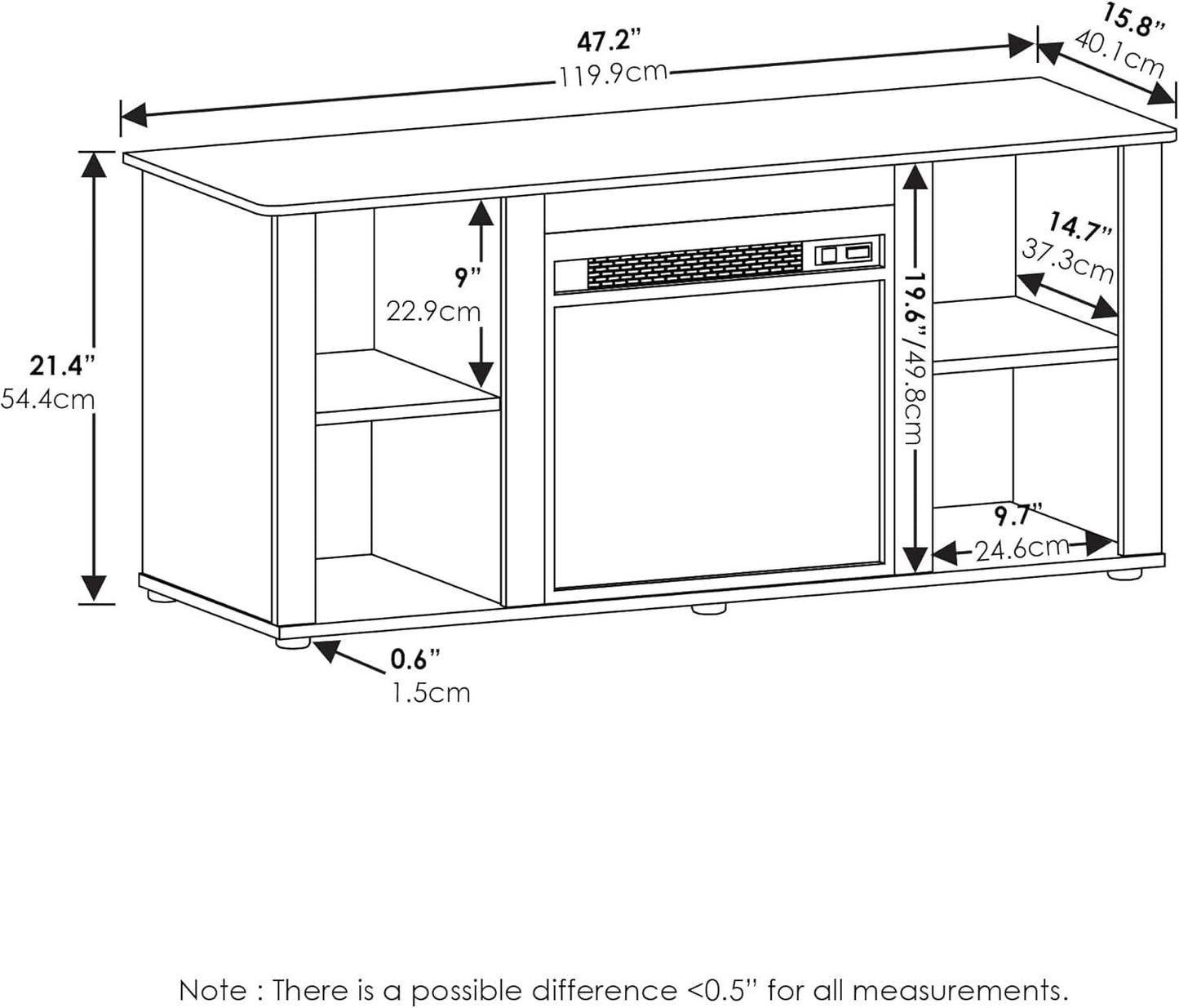Jensen TV Stand With Electric Fireplace For 55 Inch TVs