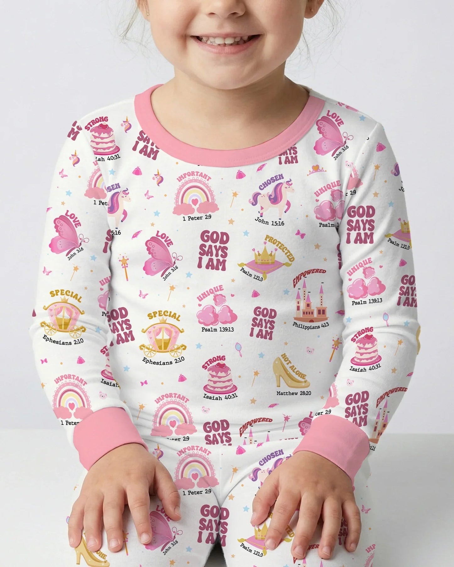 God Says I Am Girl Two Piece Long Sleeve Pajama Set