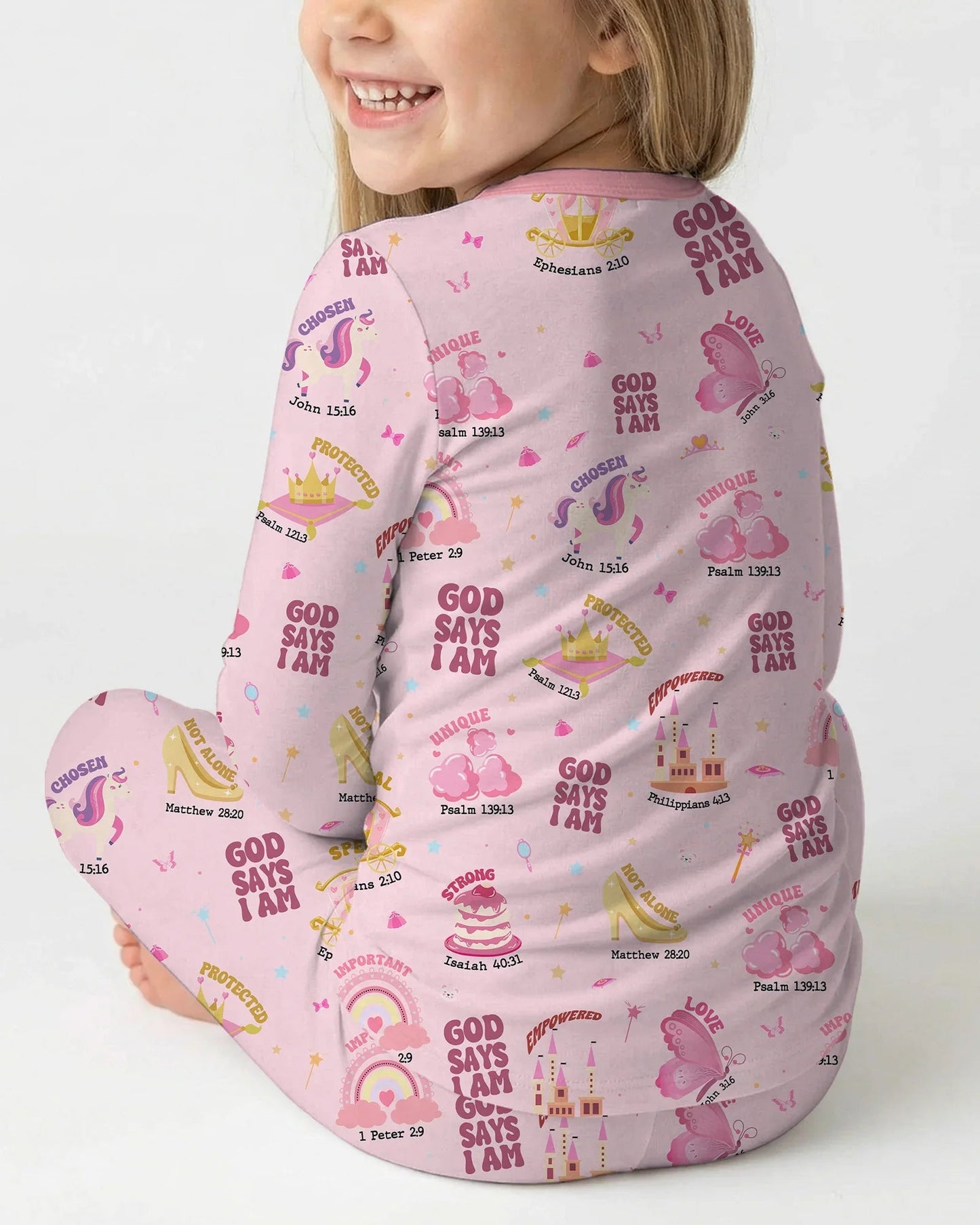 God Says I Am Girl Two Piece Long Sleeve Pajama Set
