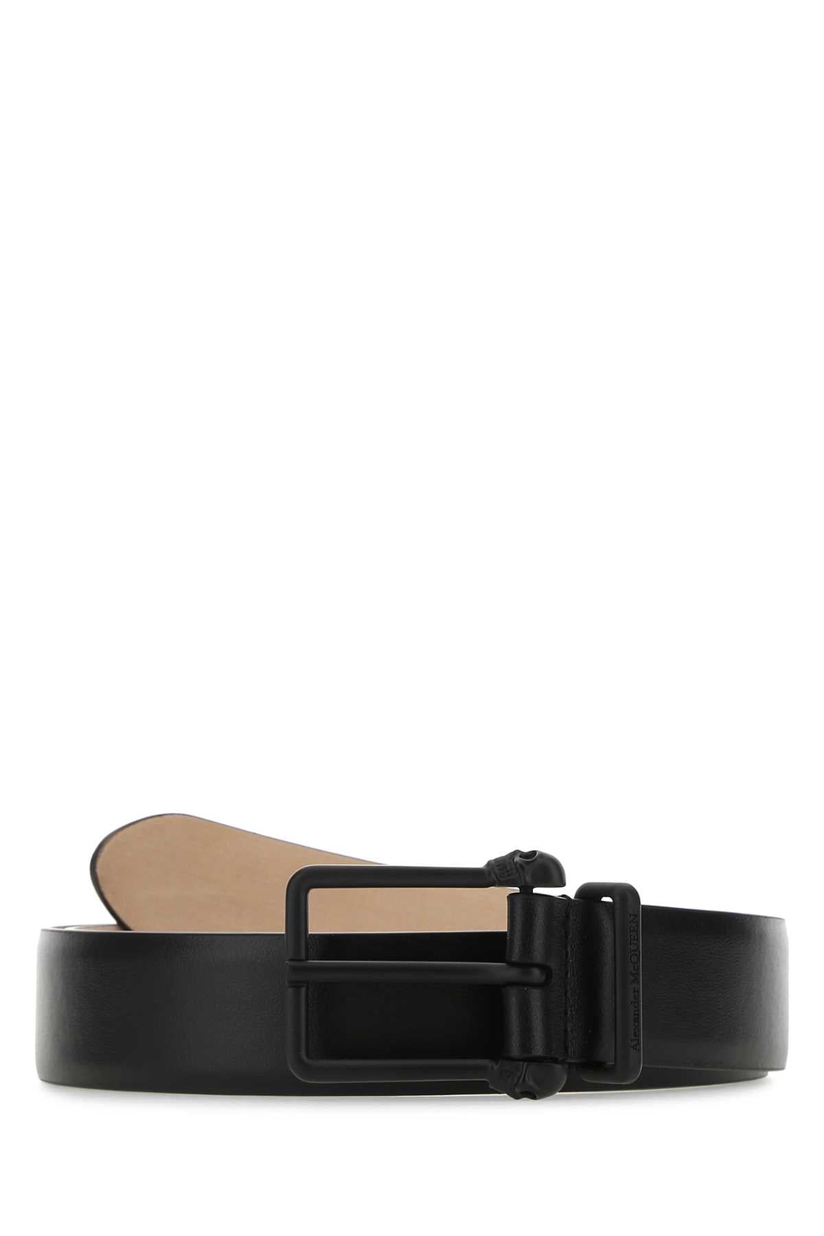 Alexander Mcqueen Men Black Leather Belt