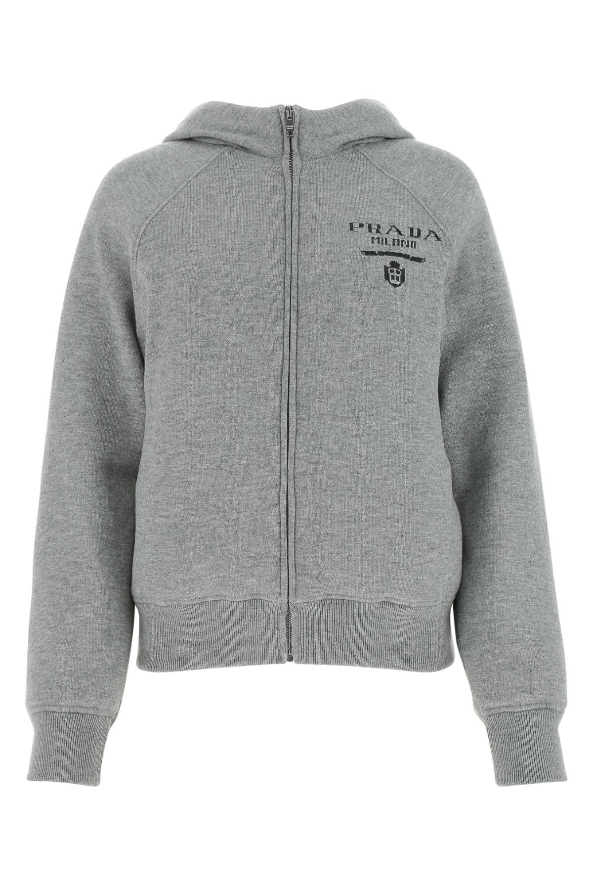 Prada Women Grey Cashmere Blend Down Jacket