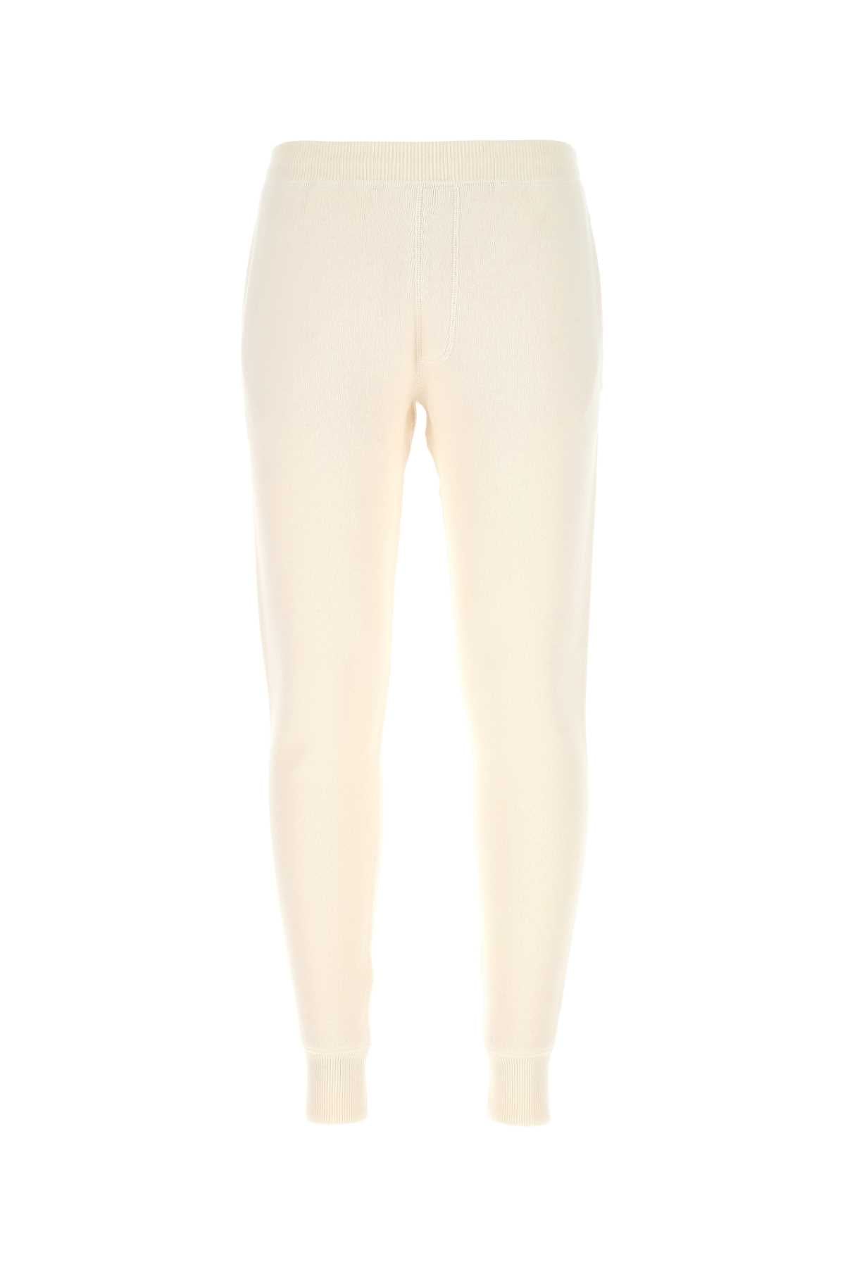 Prada Men Ivory Stretch Cashmere Blend Joggers