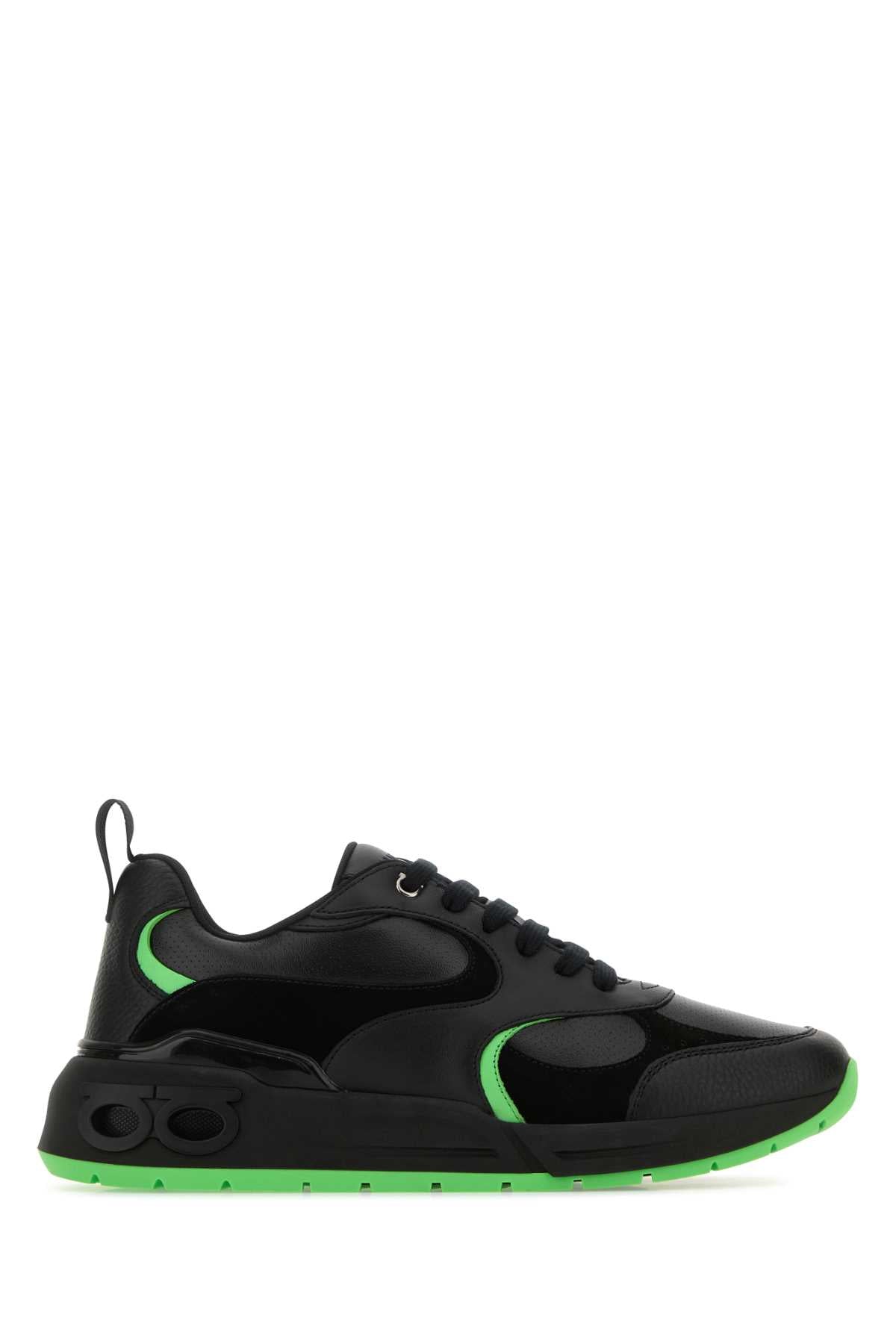 Salvatore Ferragamo Men Black Leather Cosimina Sneakers