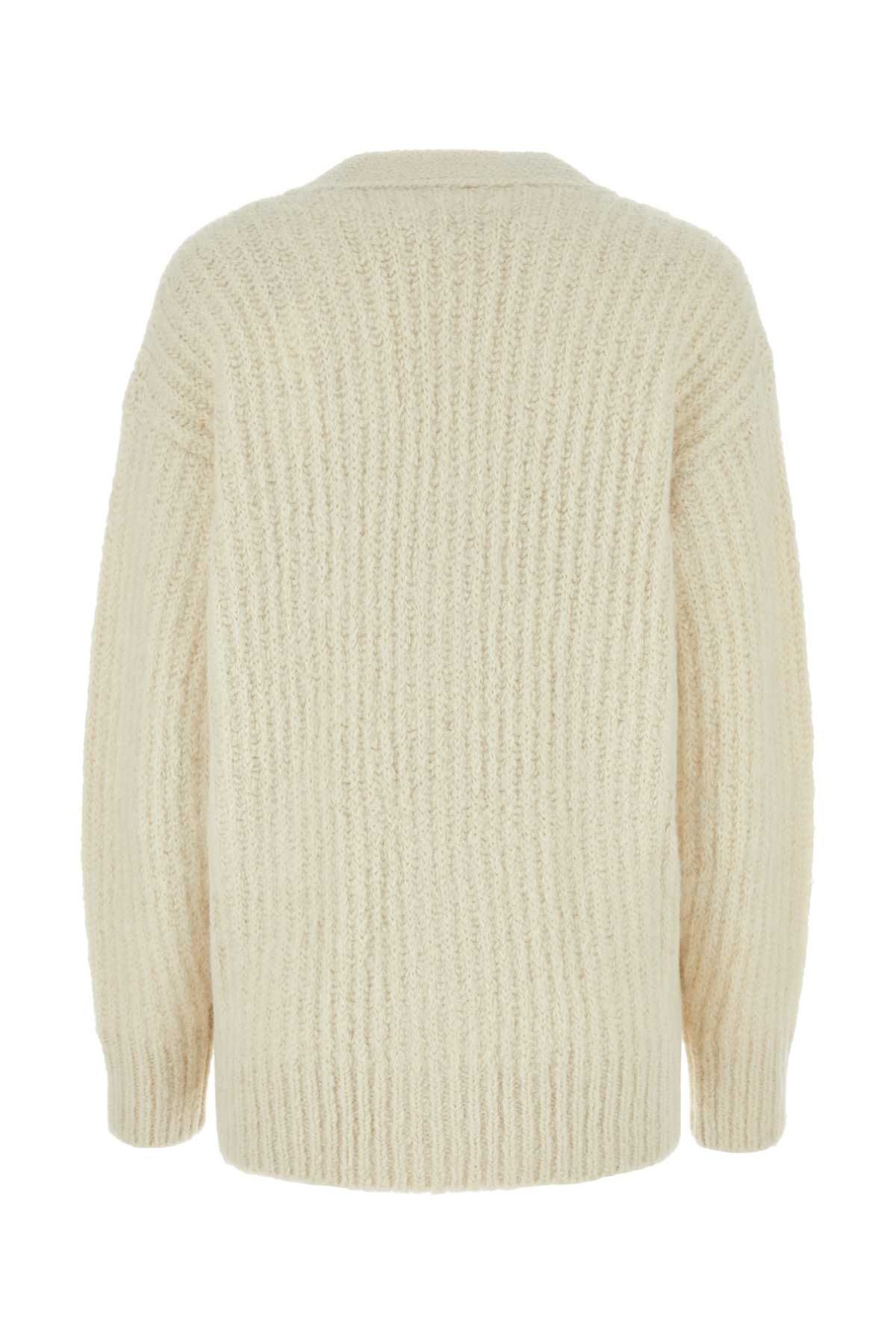 Ami Women Ivory Alpaca Blend Cardigan