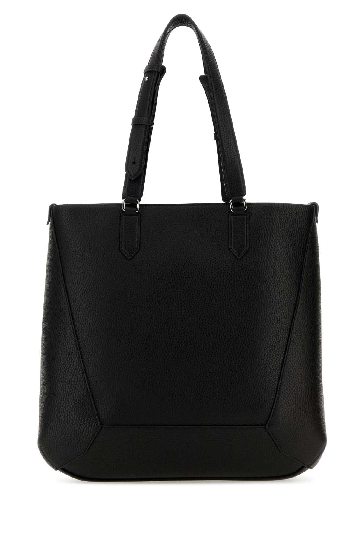 Alexander Mcqueen Men Black Leather Medium Edge Shopping Bag