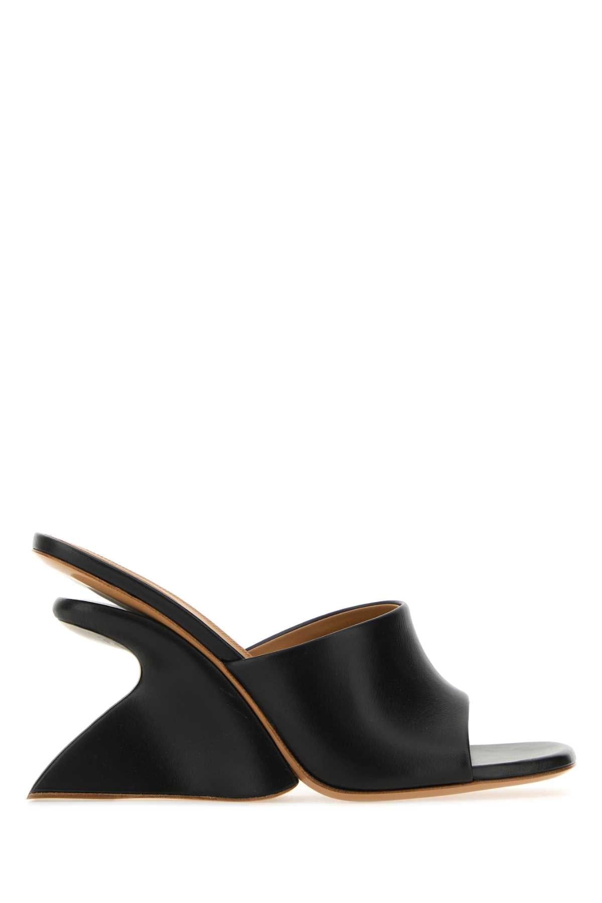 Off White Women Black Leather Jug Mules