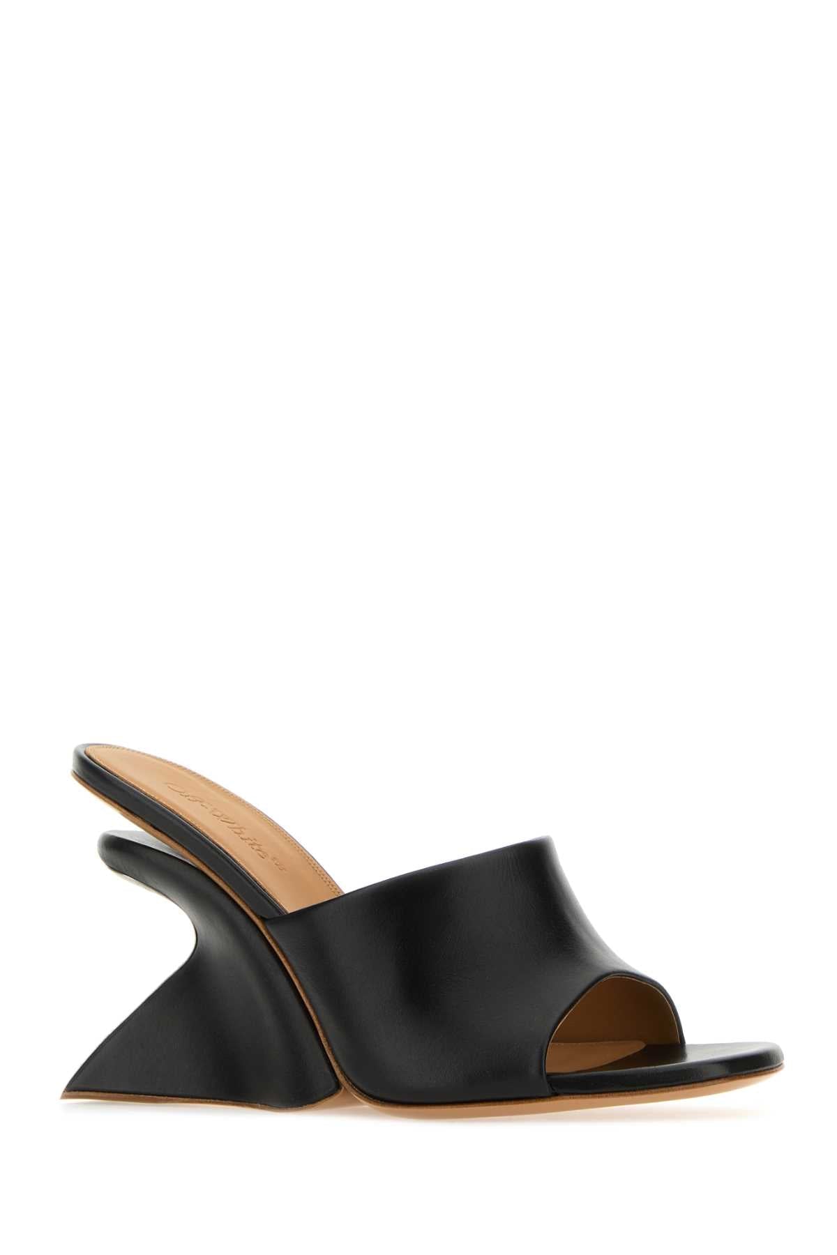 Off White Women Black Leather Jug Mules