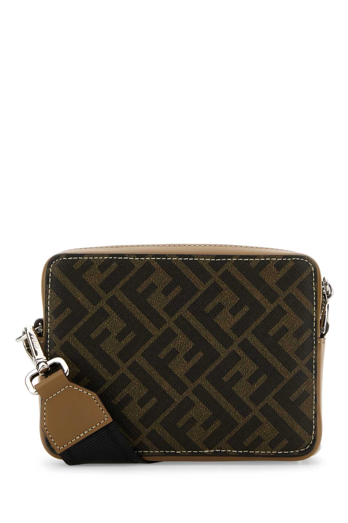 Fendi Men Embroidered Canvas Camera Crossbody Bag