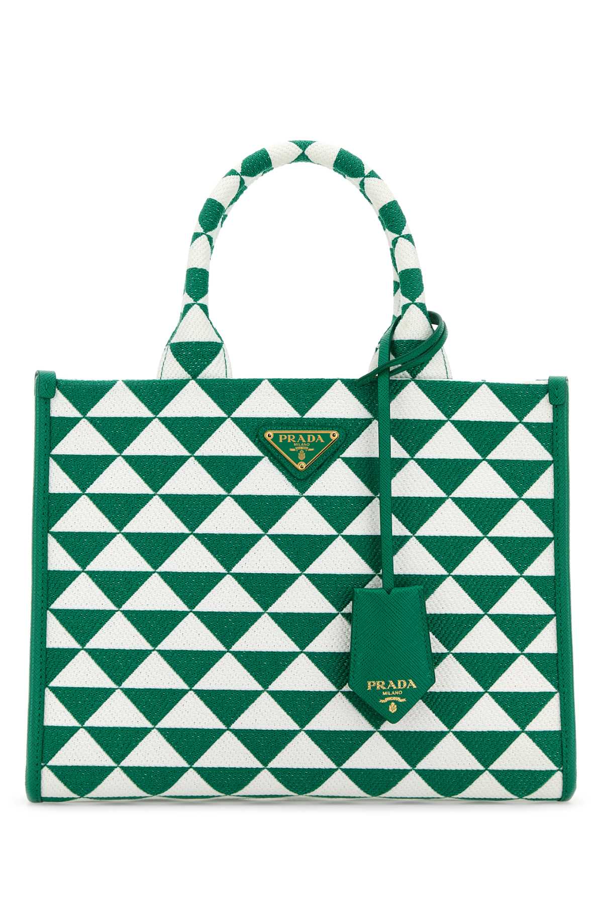 Prada Women Embroidered Fabric Small Symbole Shopping Bag