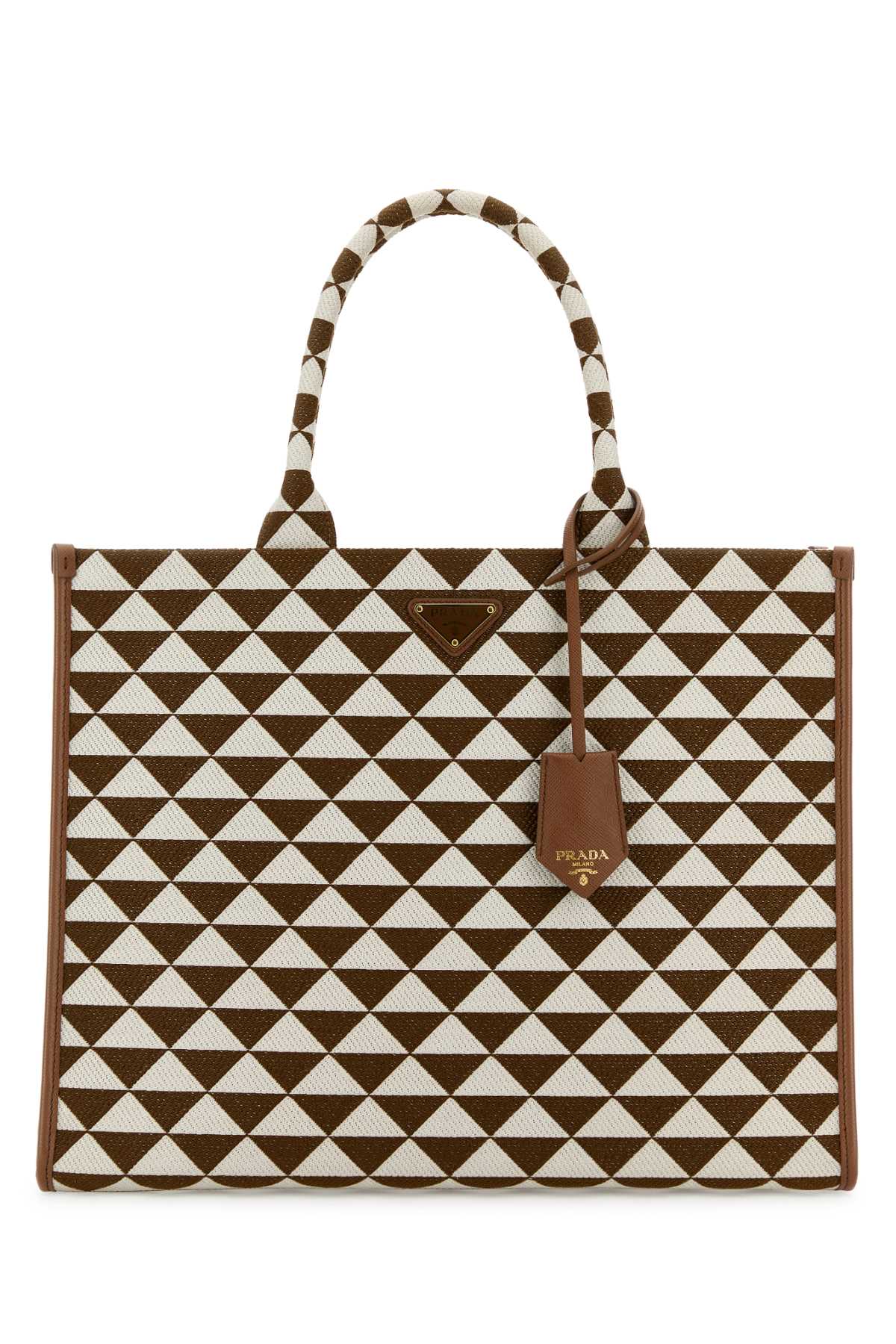 Prada Women Embroidered Fabric Large Symbole Shopping Bag