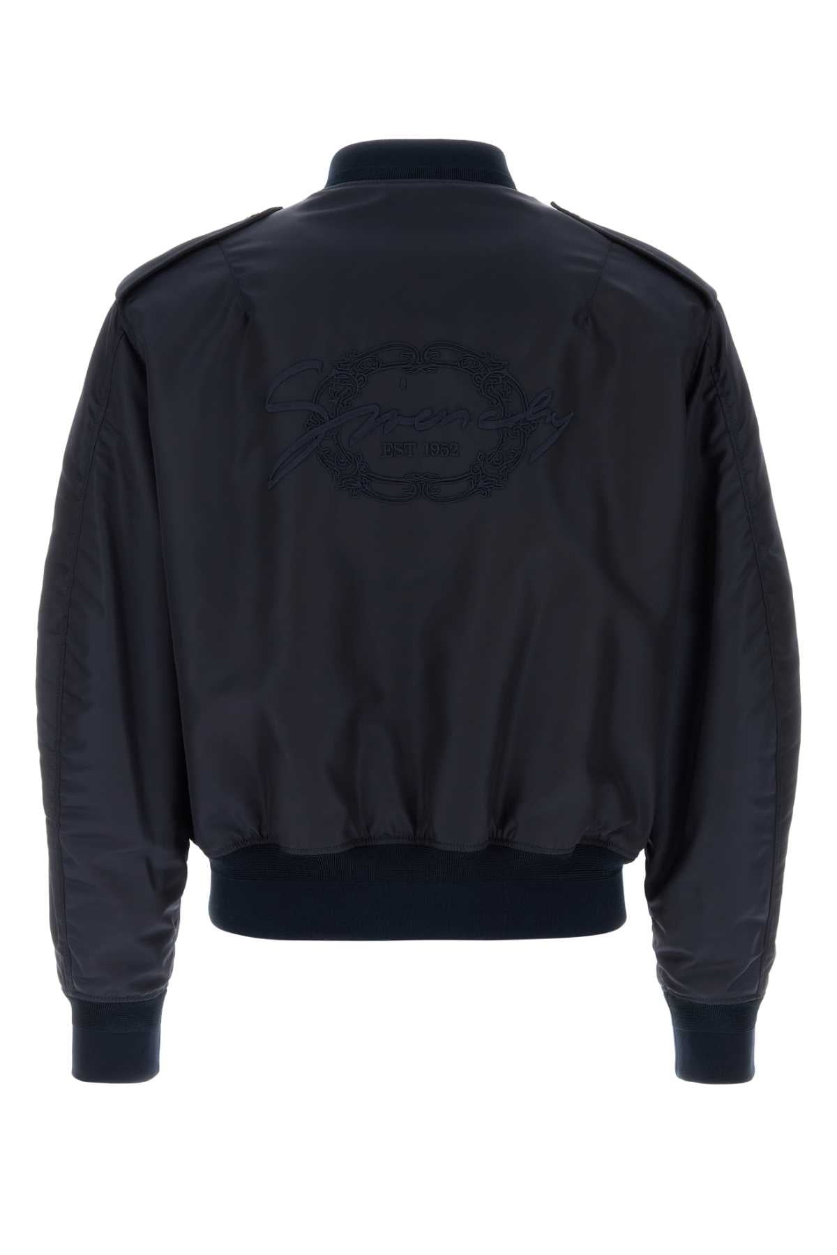 Givenchy Men Navy Blue Nylon Bomber Jacket