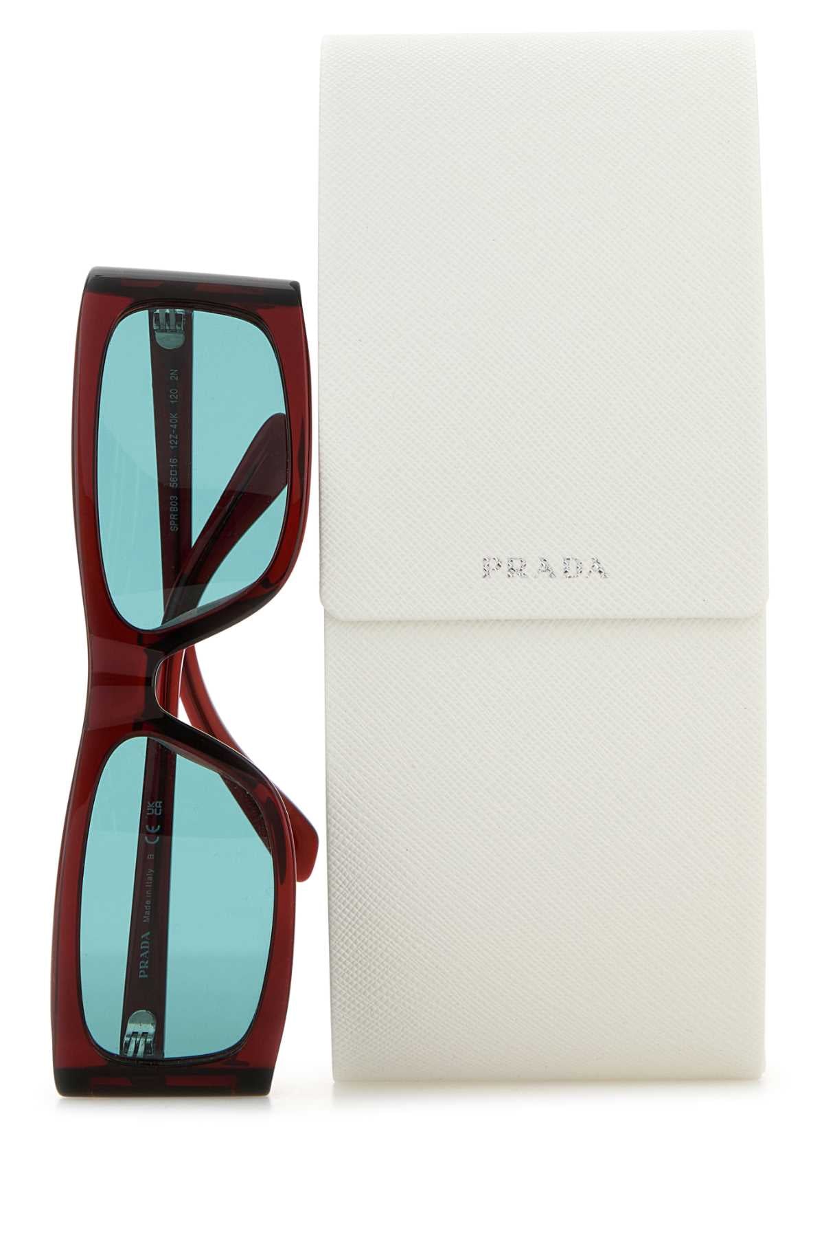 Prada Men Burgundy Acetate Opr B03s Sunglasses