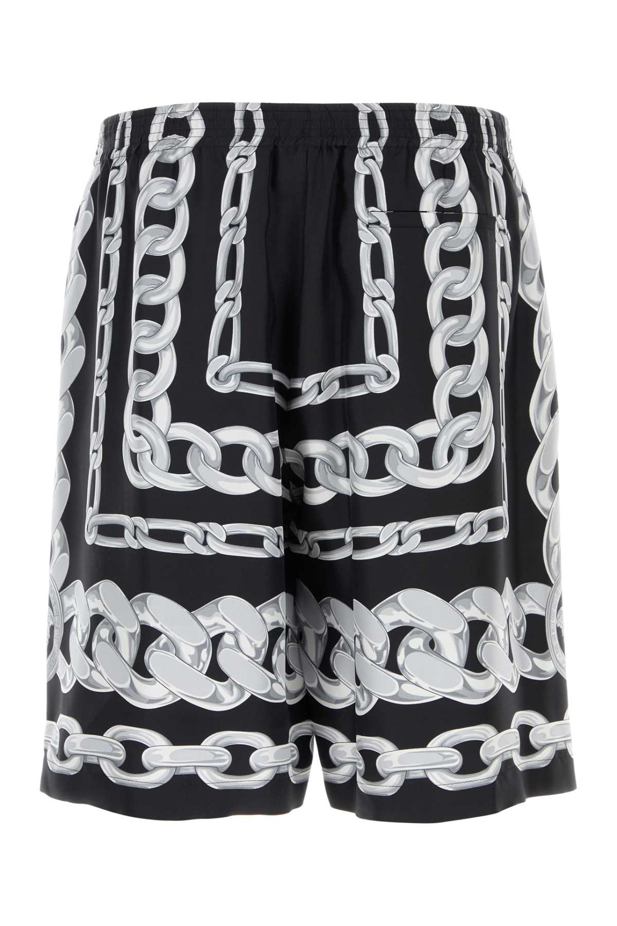 Versace Men Printed Silk Bermuda Shorts