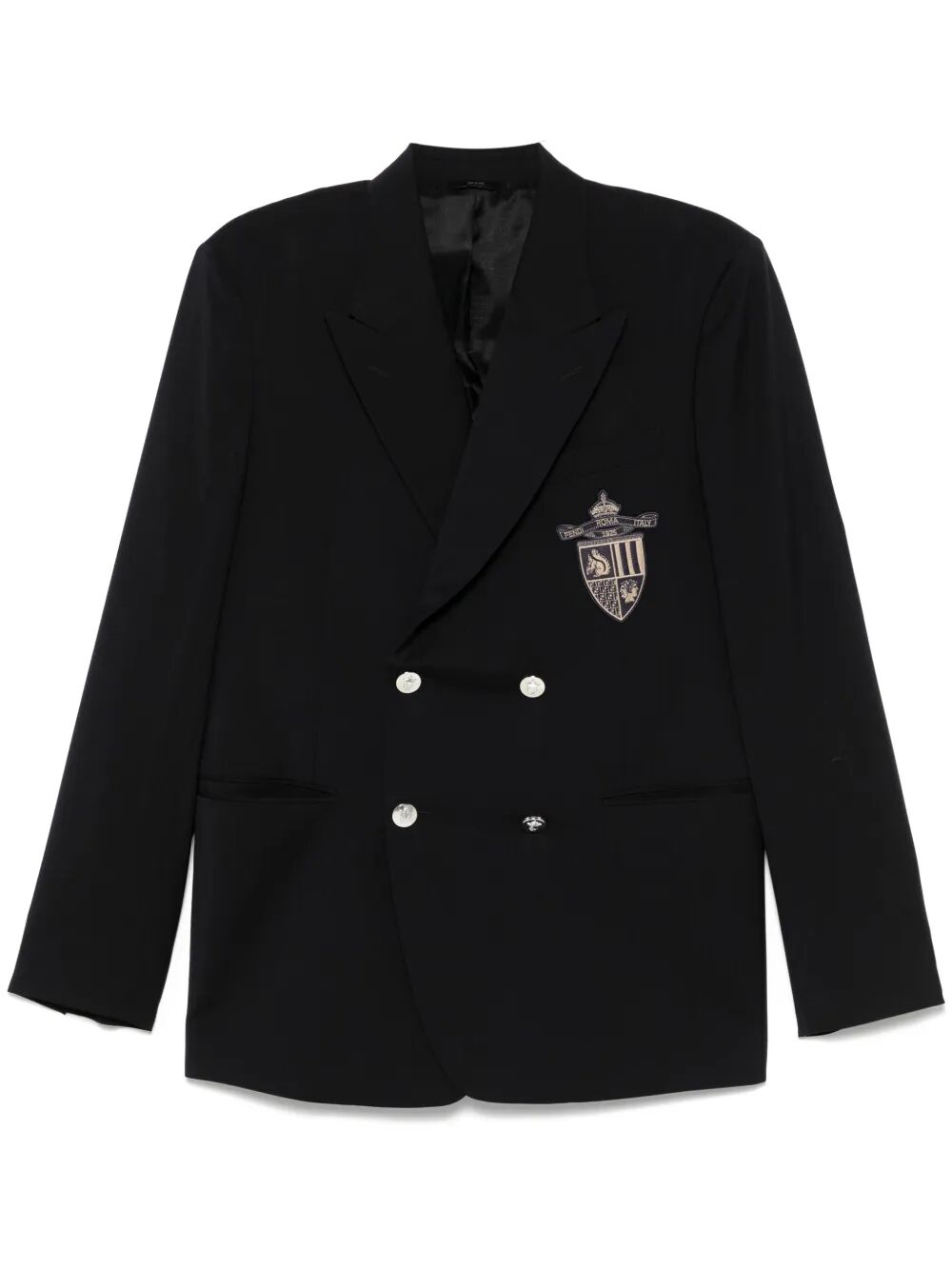 Fendi Men Straight-Cut Double Breasted Wool Jacket