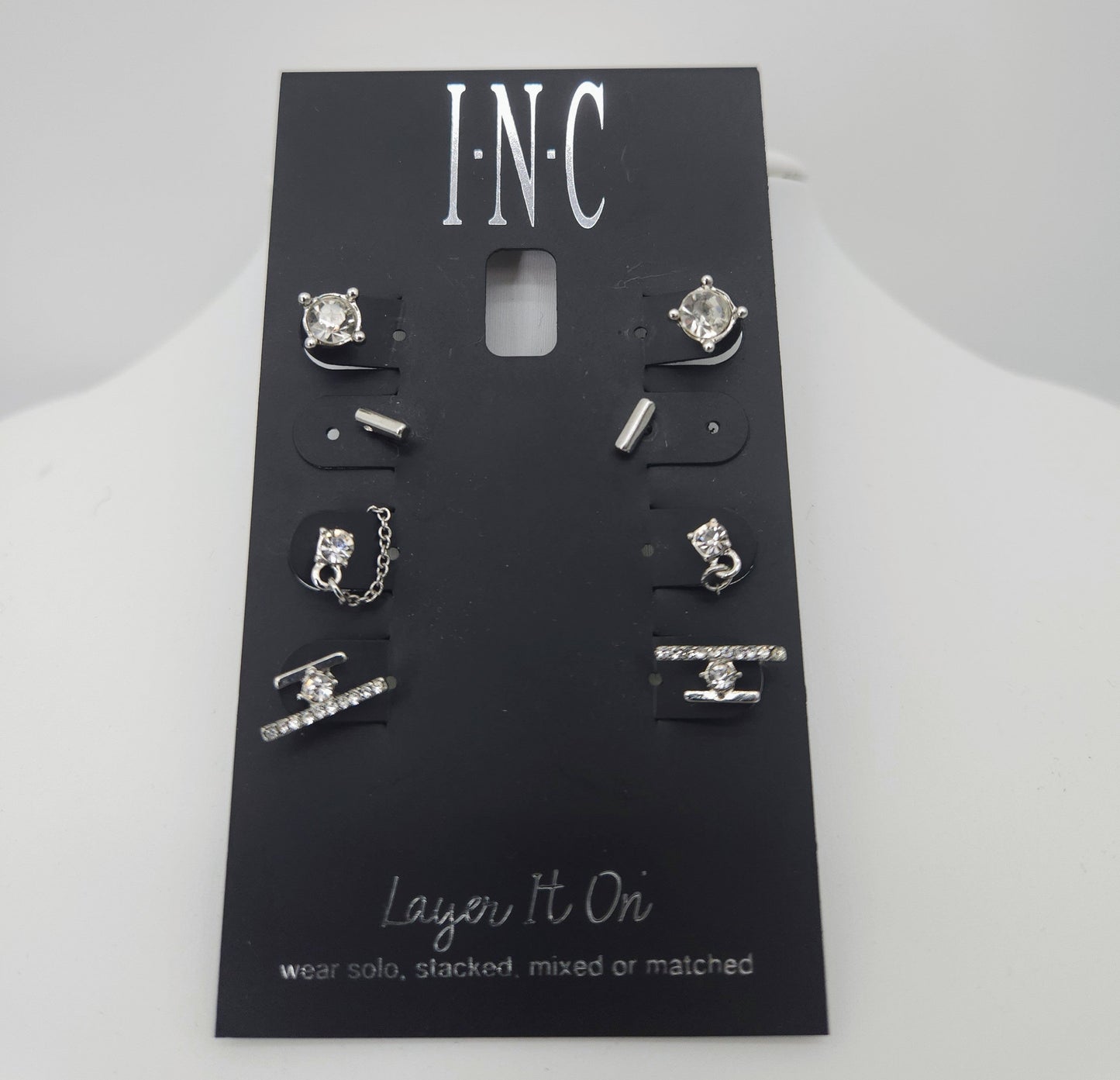 I.n.c. Silver-Tone 4-Pc. Set Crystal Stud Earrings