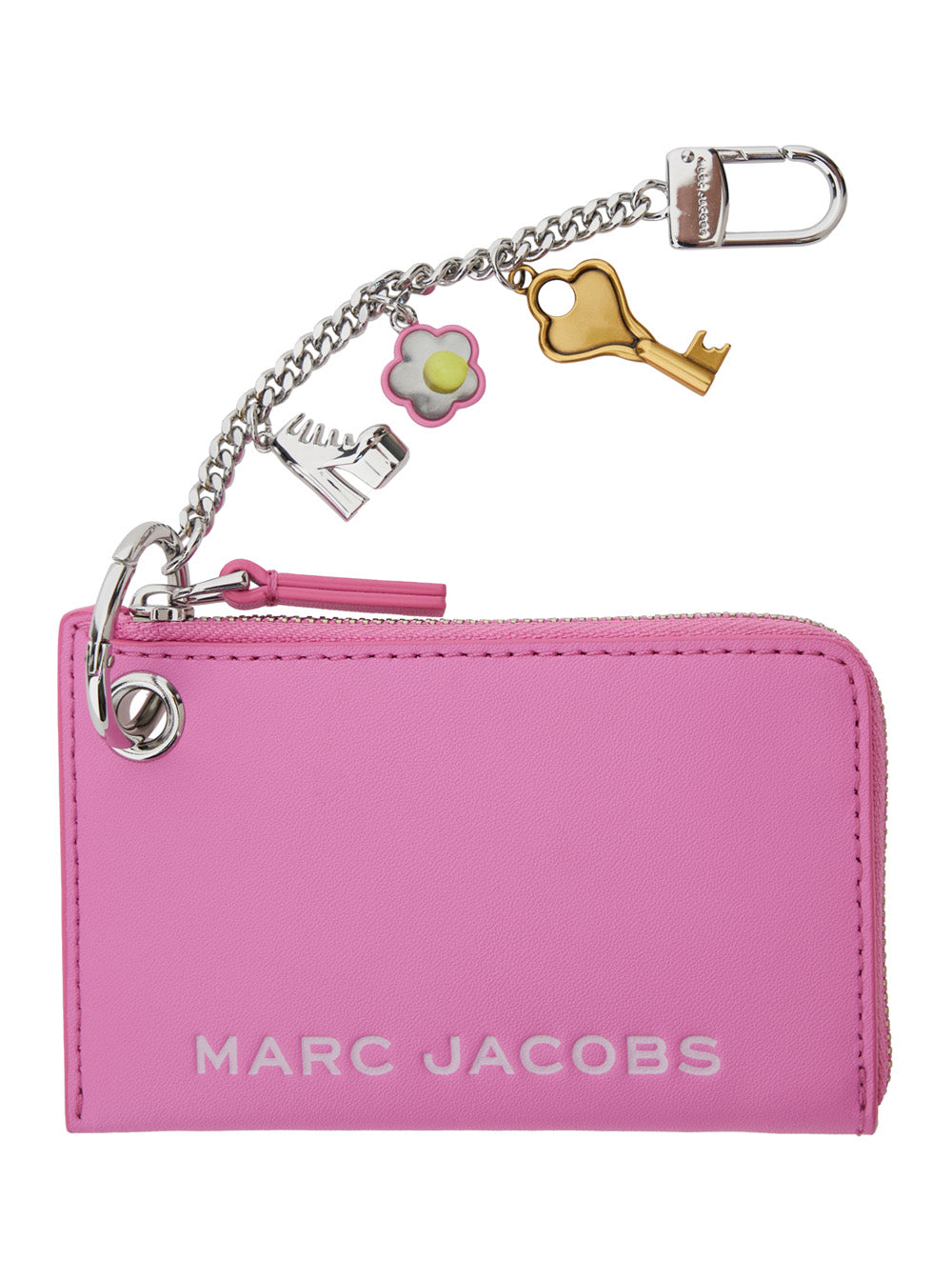 Marc Jacobs Women 'The Coin Purse Charm' Pink Keychain With Logo Lettering On The Front And Charm Embellishments In Grained Leather Woman