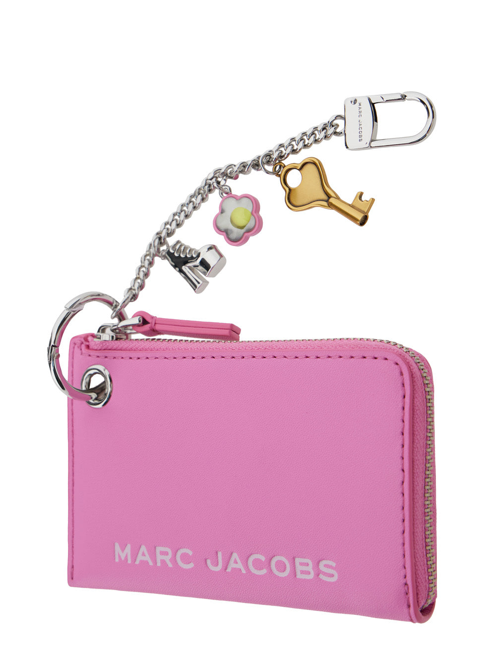 Marc Jacobs Women 'The Coin Purse Charm' Pink Keychain With Logo Lettering On The Front And Charm Embellishments In Grained Leather Woman