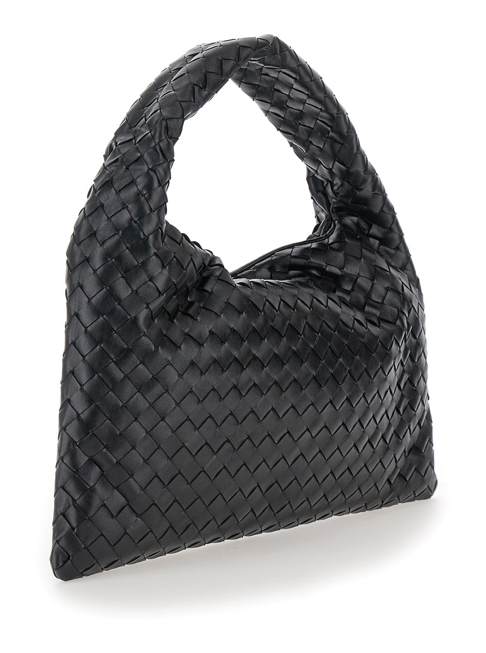 Bottega Veneta Women Black Shoulder Bag 'Hop Piccola' With Intreccio Motif In Leather For Women