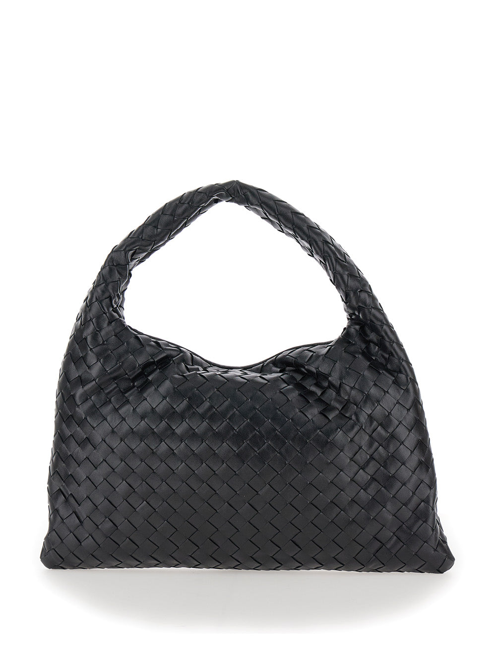 Bottega Veneta Women Black Shoulder Bag 'Hop Piccola' With Intreccio Motif In Leather For Women