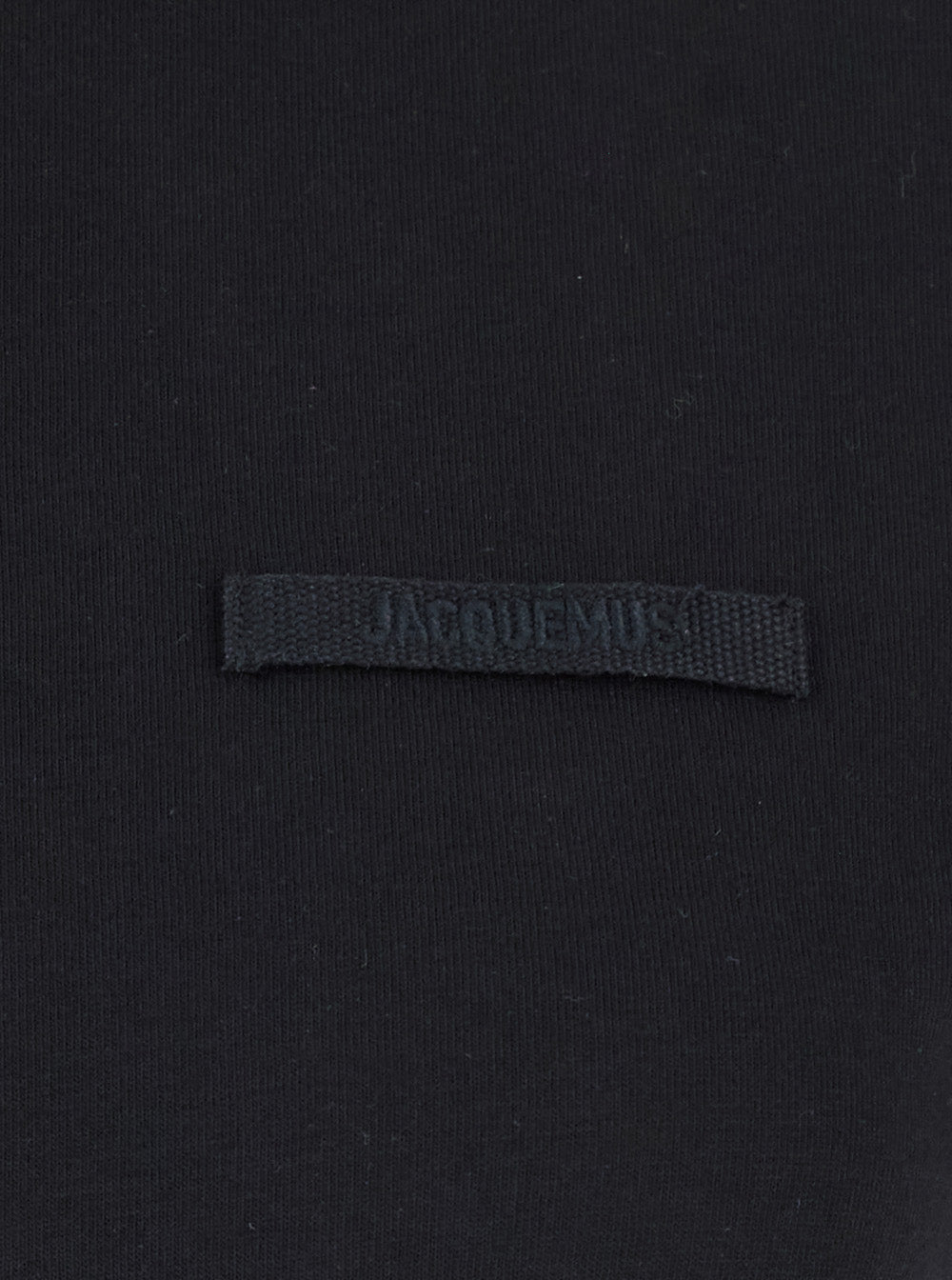 Jacquemus Women 'Le T-Shirt Gros Grain' Black Crew Neck T-Shirt With Logo Patch On Front In Cotton For Women