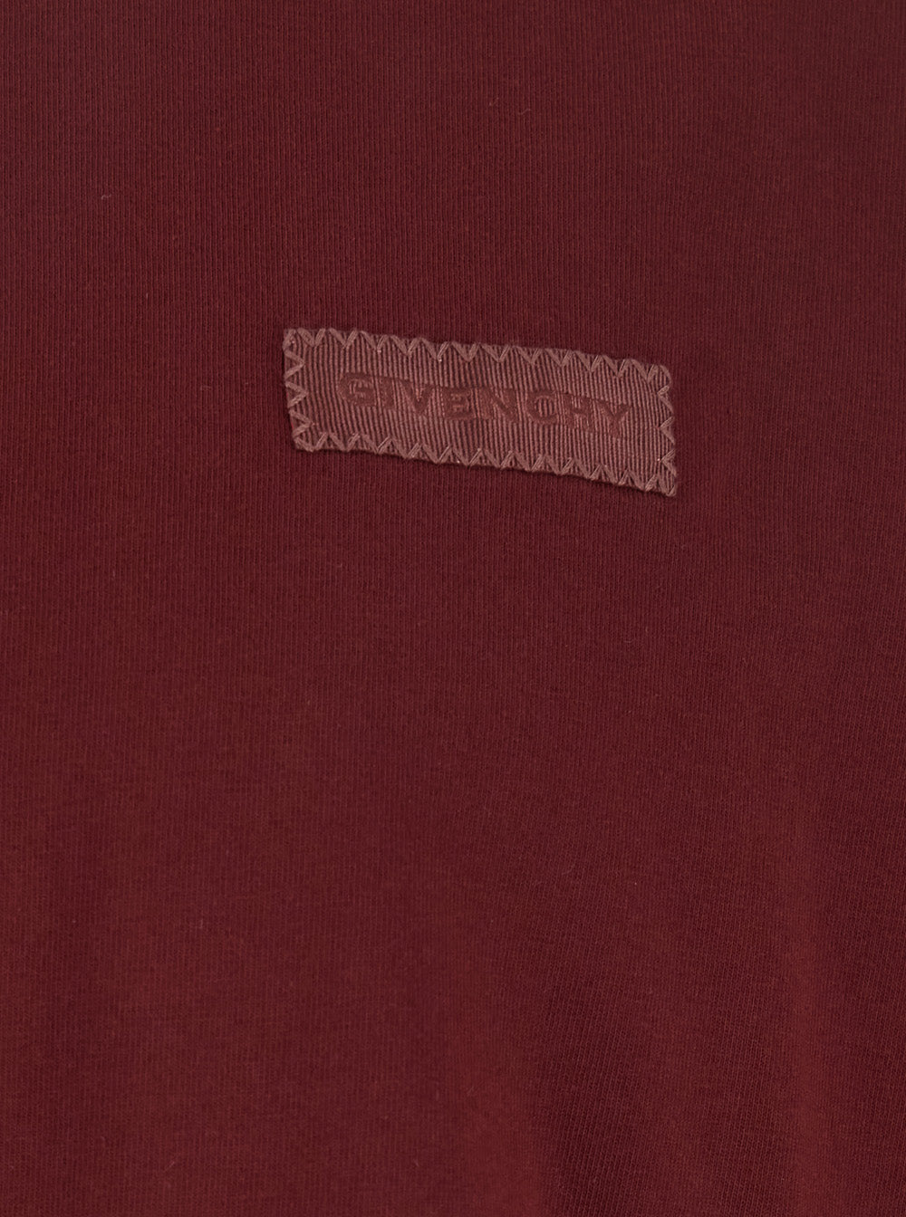 Givenchy Men Bordeaux T-Shirt With Logo Patch On Chest For Men