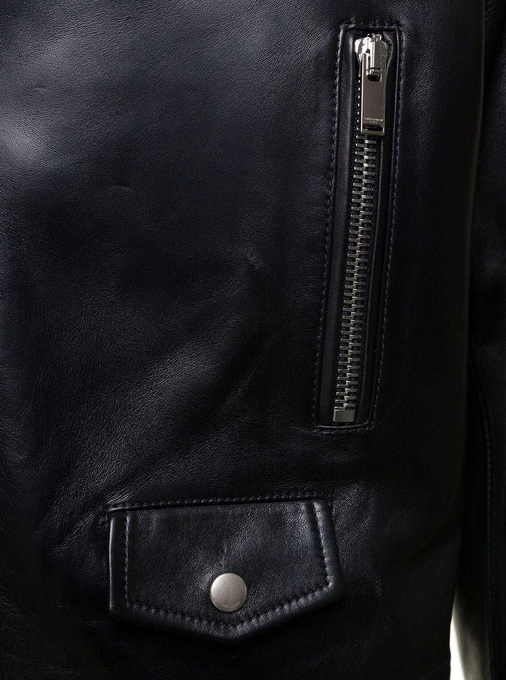 Saint Laurent Men Motorc Classique Jac - Black Leather Biker Jacket For Men