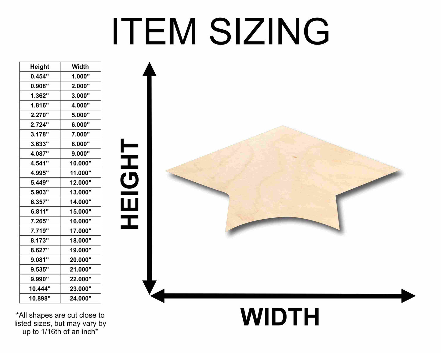 Unfinished Wood Graduation Cap Silhouette - Craft- up to 46" DIY