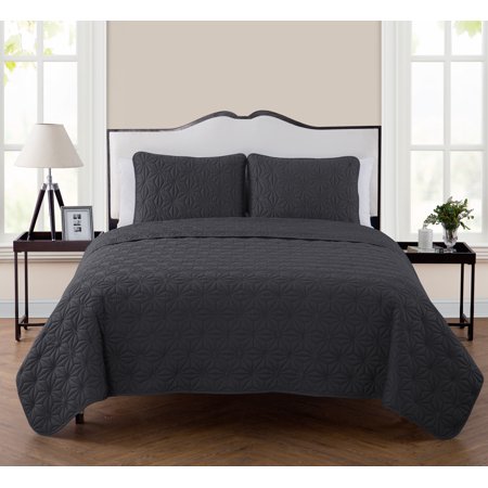 VCNY Home Kaleidoscope 3-Piece Grey Geometric Quilt Set  King