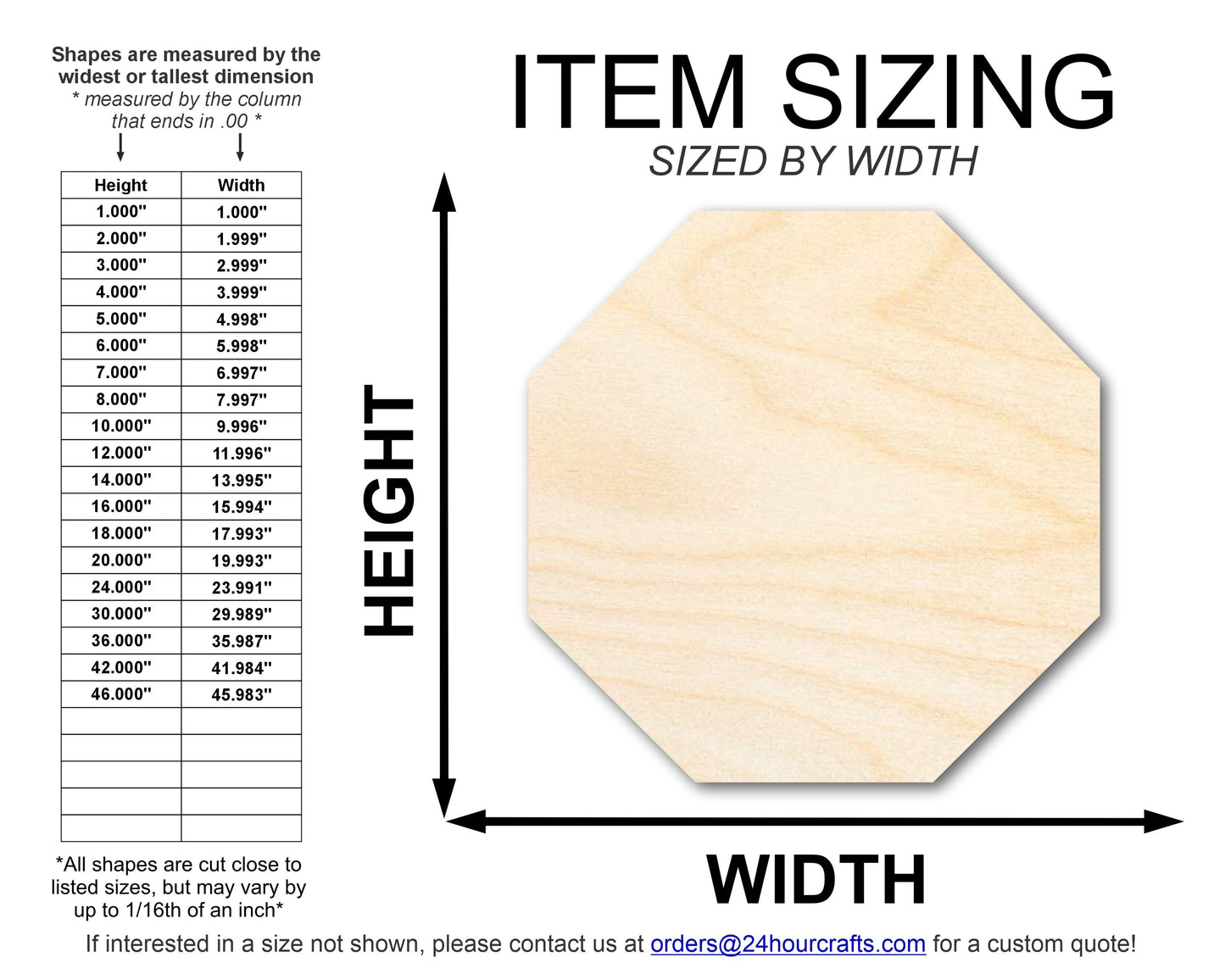Unfinished Wood Octagon Shape | DIY Craft Cutout | up to 46" DIY
