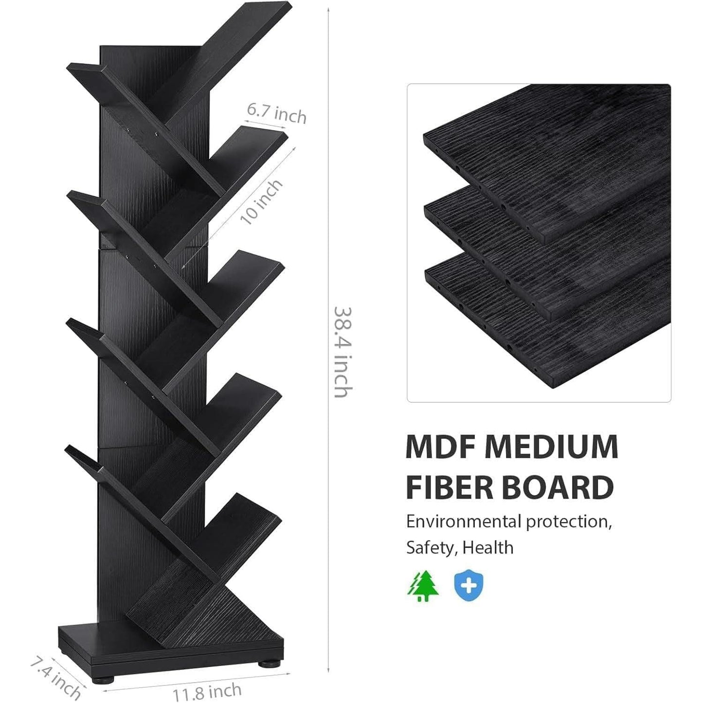 8 Tier Tree Bookshelf Natural Wood Finish Bookcase
