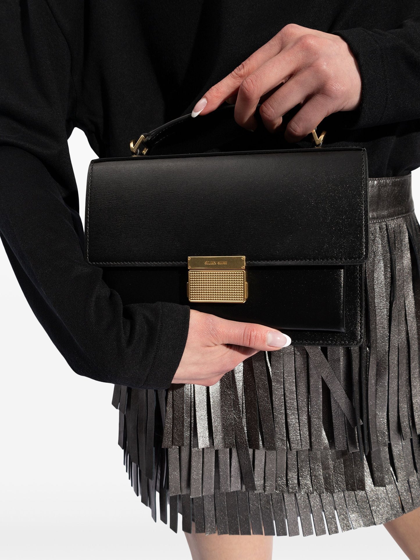 Golden Goose Women Venezia Bag Palmellato Leather Body Gold Metal Details