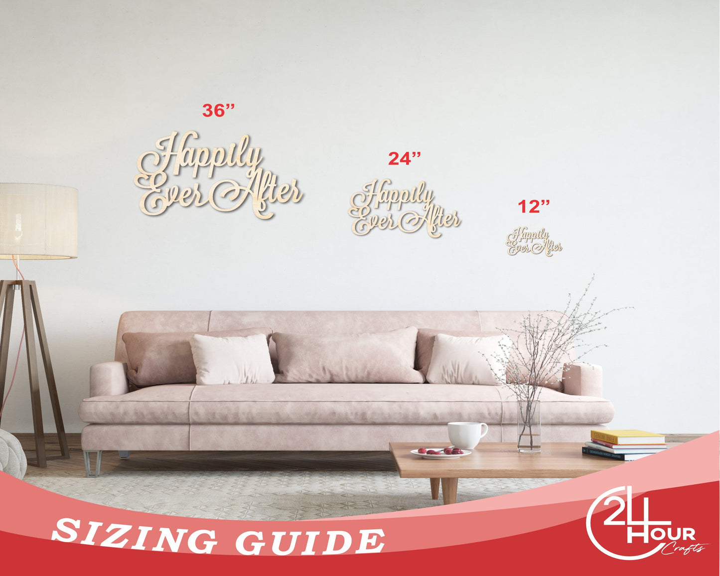 Unfinished Wood Happily Ever After Shape - DIY Wedding Craft - up to 46"