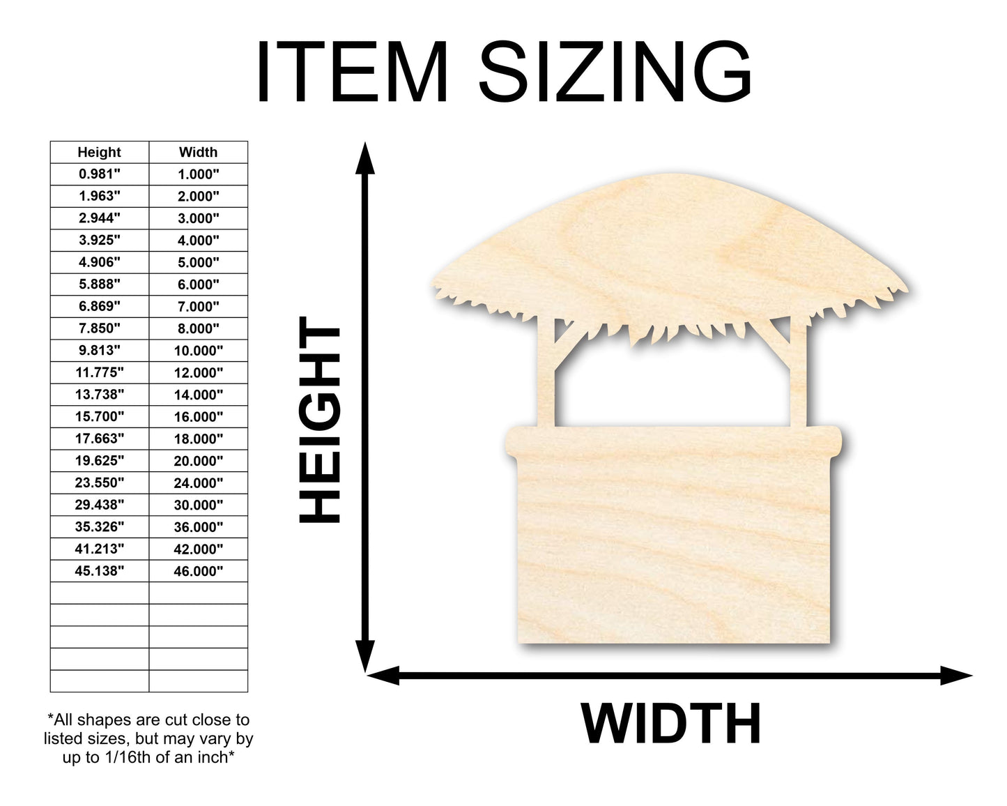 Unfinished Wood Tiki Bar Shape - Craft - up to 46"