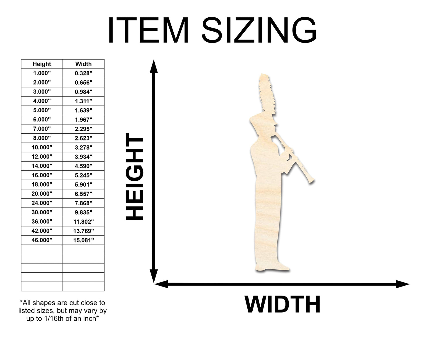 Unfinished Marching Band Shape | Craft Cutout | up to 46" DIY