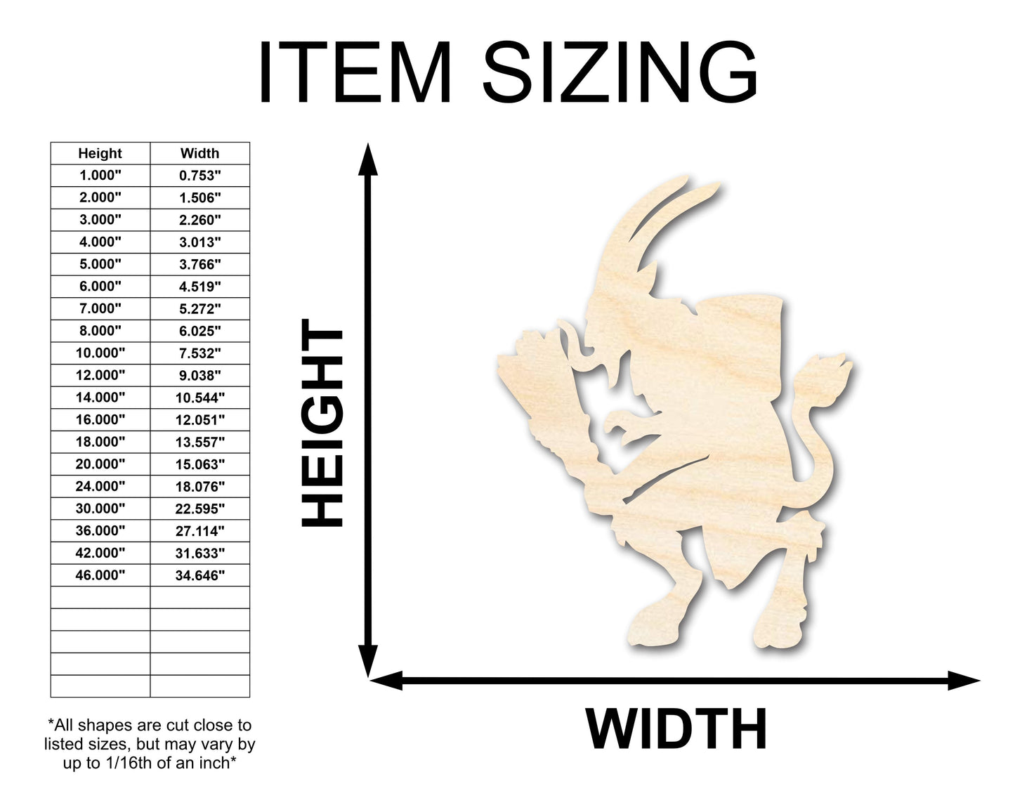 Unfinished Krampus Shape | Craft Cutout | up to 46" DIY