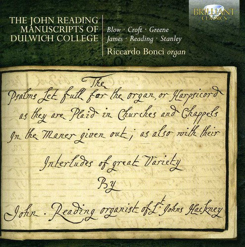 Riccardo Bonci - John Reading Manuscripts of Dulwich College [CD]
