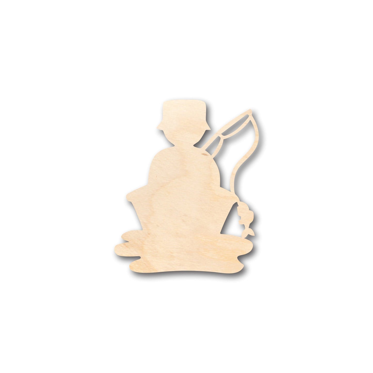 Unfinished Wood Man Fishing Shape - Craft - up to 46" DIY