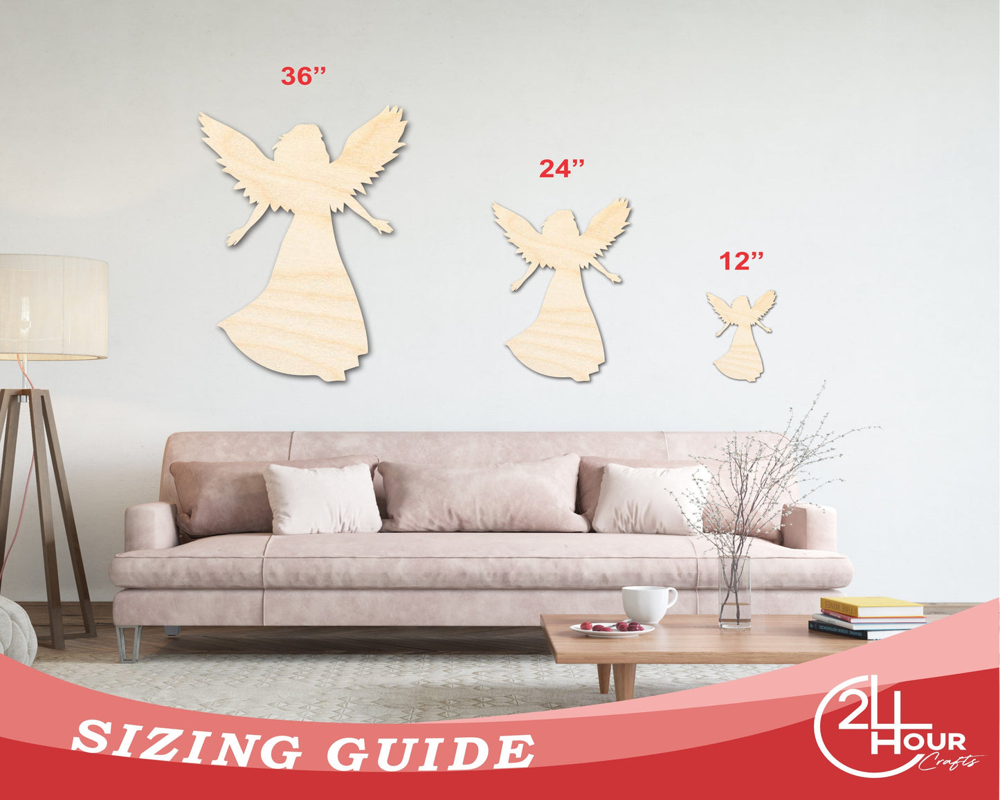 Unfinished Wood Virgo Angel Shape - Zodiac Craft - up to 46"
