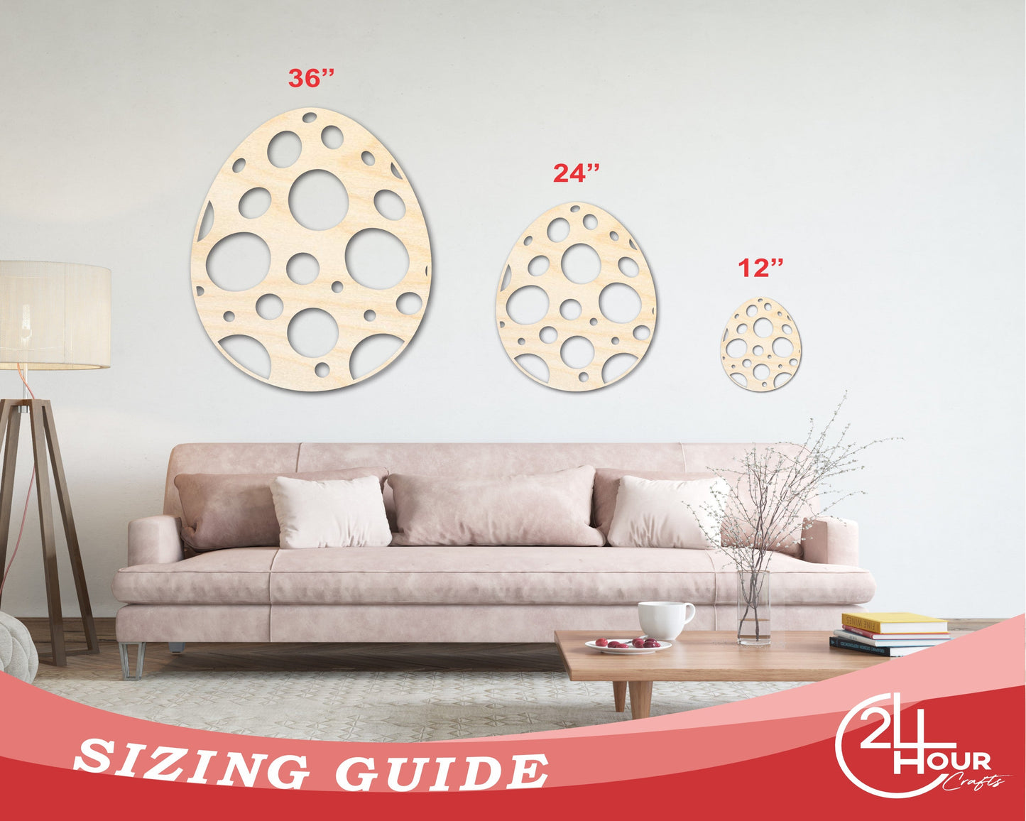 Unfinished Wood Spotted Egg Shape - Easter Craft - up to 46" DIY