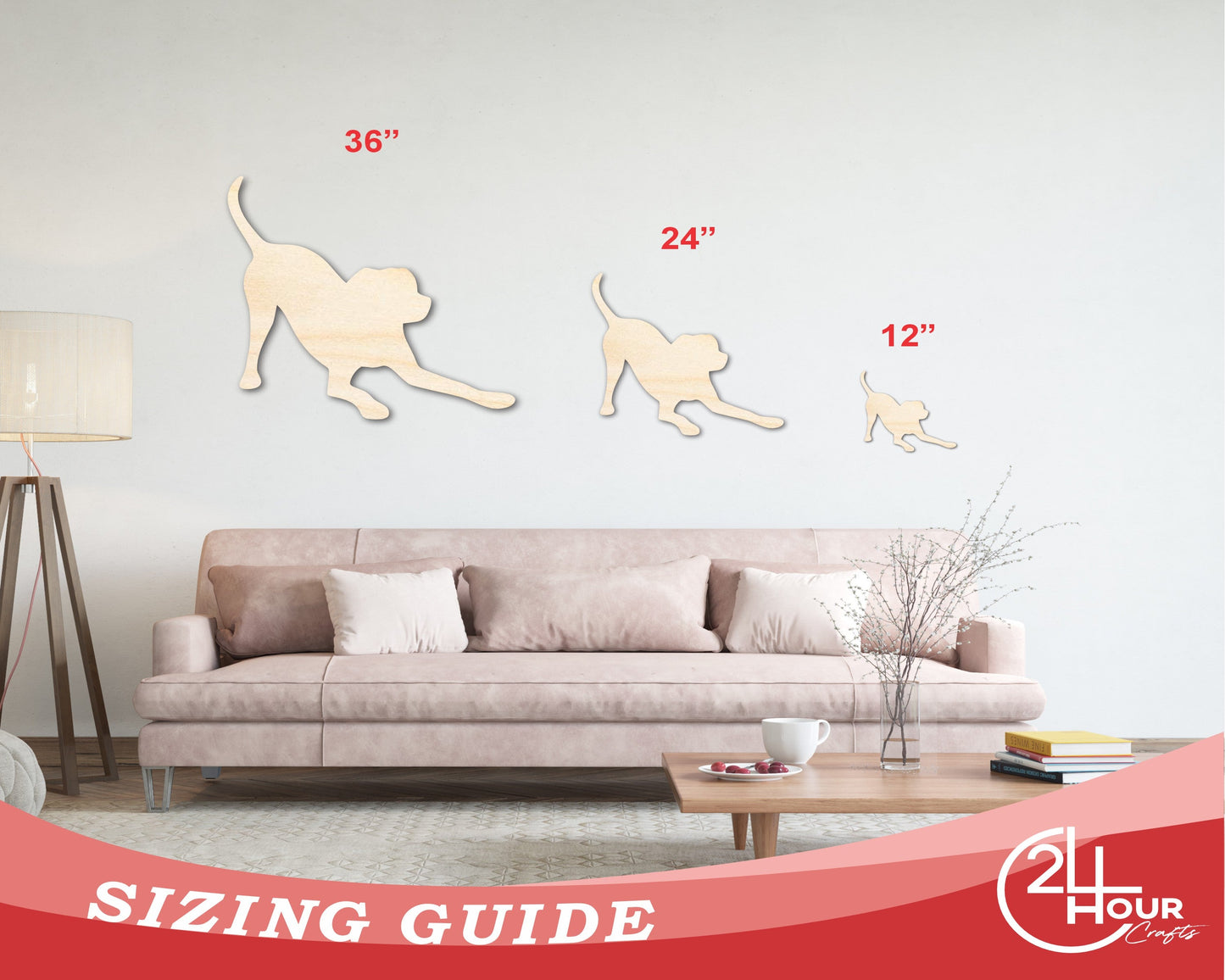 Unfinished Wood Play Bow Dog Silhouette | DIY Dog Craft Cutout | up to 46" DIY