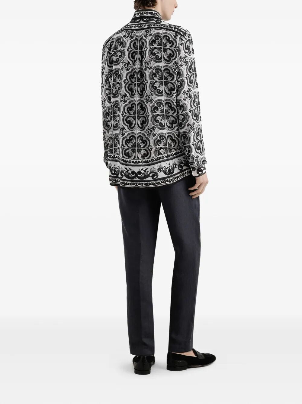 Dolce & Gabbana Men Majolica-Print Silk Shirt