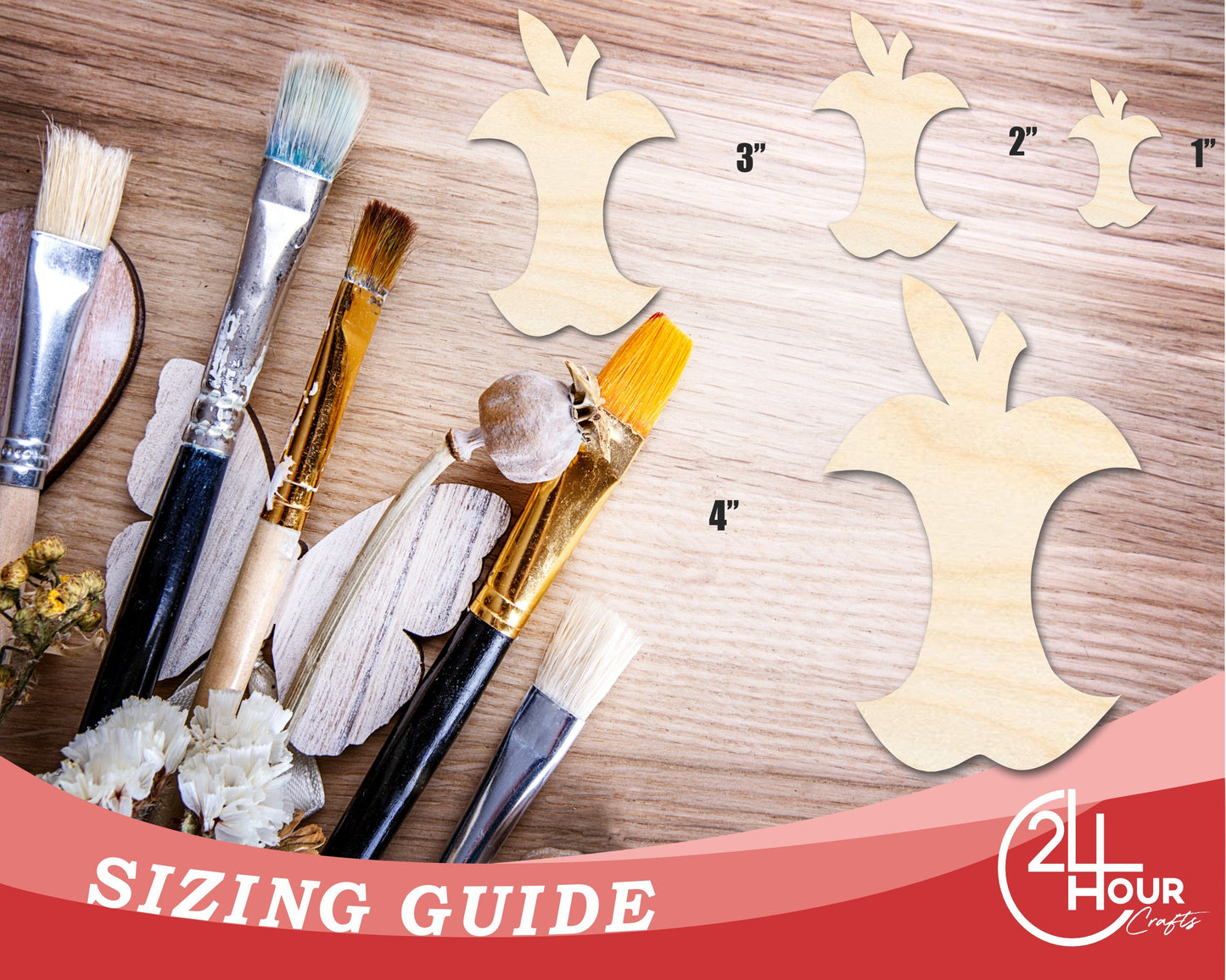 Unfinished Apple Core Shape | DIY Craft Cutout | up to 46" DIY